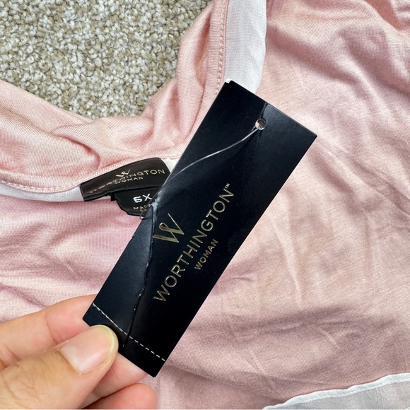 Worthington Light Pink White Layered Tank Top Womens Size 5X - Picture 10 of 13